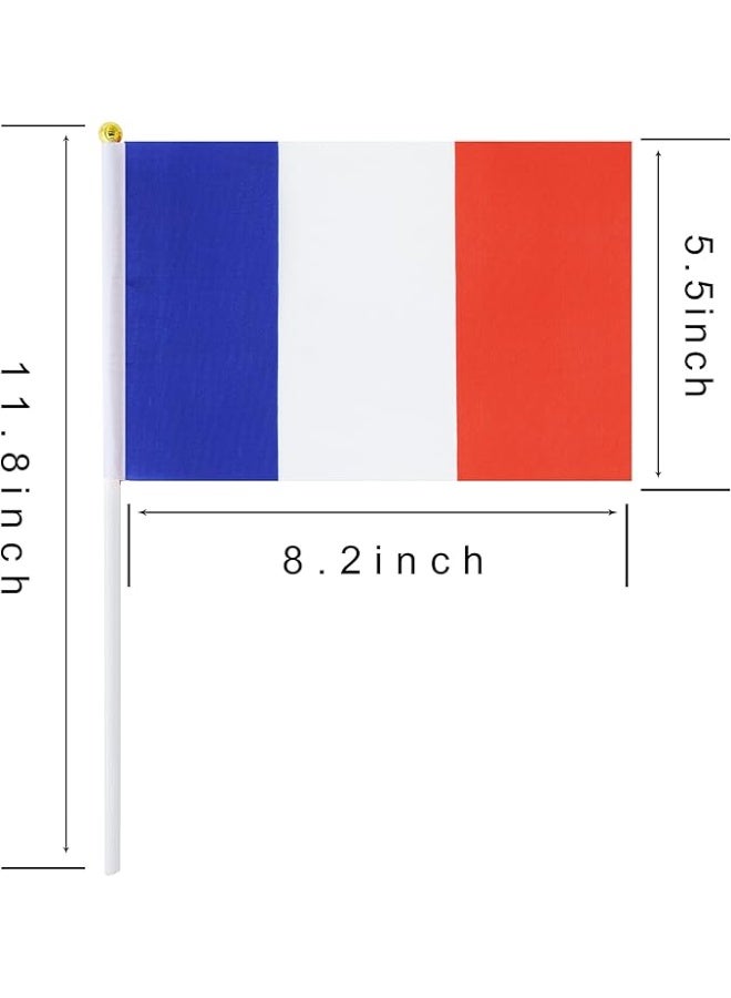 France National Flag A5 Size Handheld – Fabric Country Flag with Stick – Blue, White & Red – Pack of 5 - Image 3